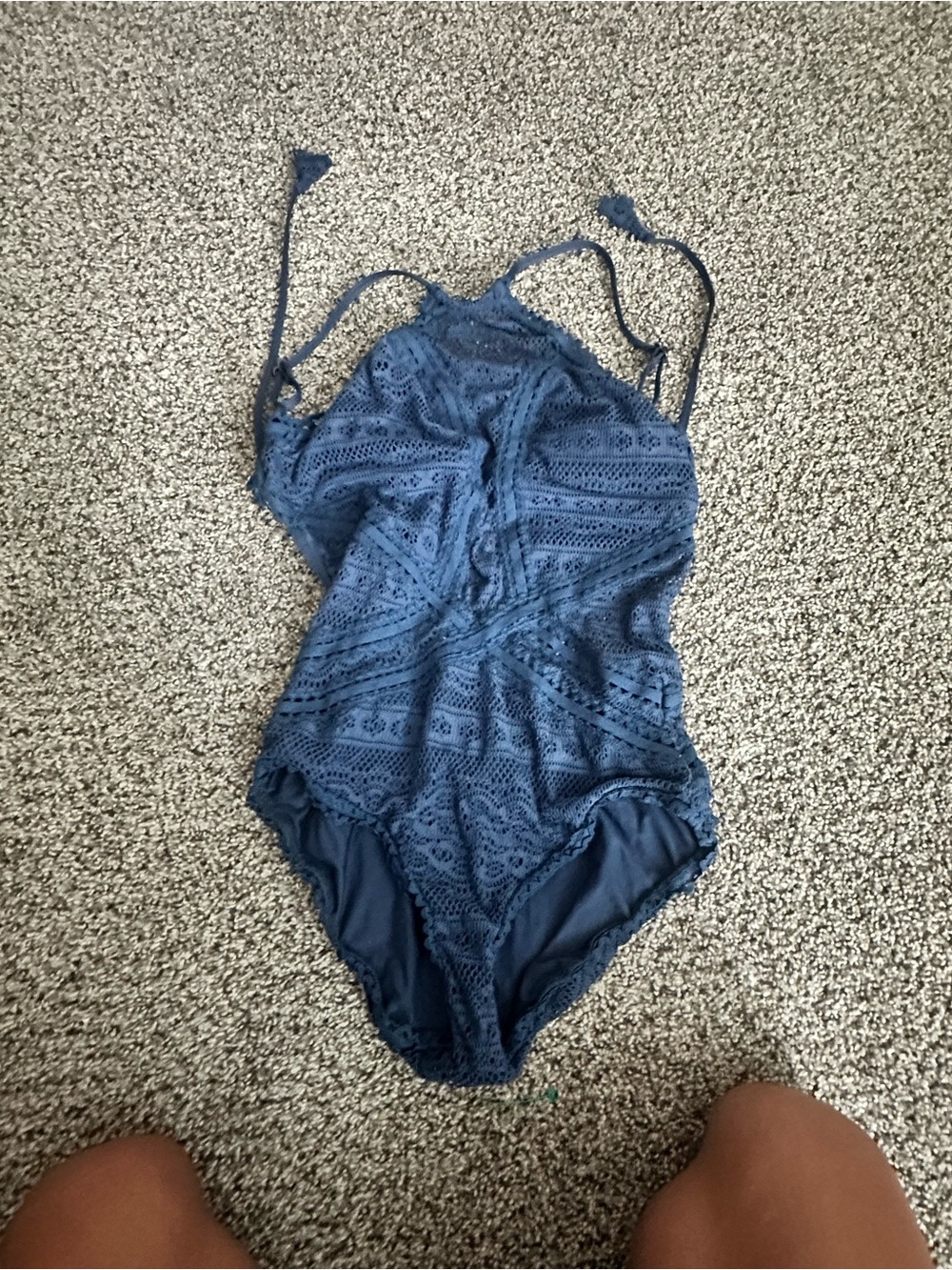 BECCA Navy Crochet One-Piece Swimsuit